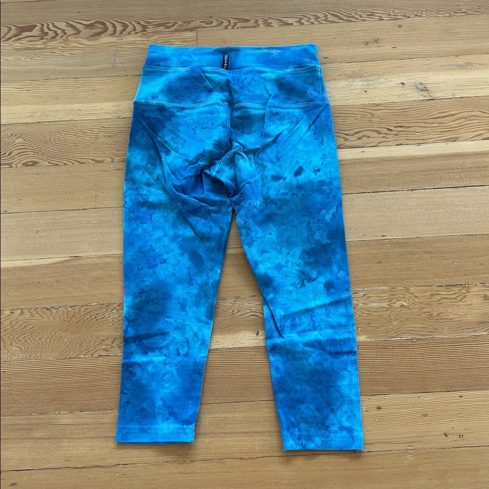 HARD TAIL FOREVER tie dye blue capri yoga leggings size S 90% cotton 10% lycra - Picture 5 of 13